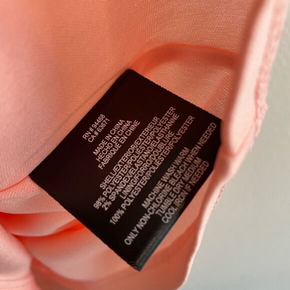 BCBG Paris Peach Pink Ruffle Dot Print Midi Dress Size Medium - Picture 11 of 15